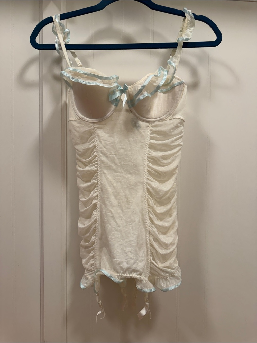 Victoria's Secret Ivory Chemise with Light Blue Trim